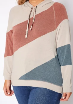 Asoph Plus Size Soft Hooded Color Splice Sweater -Asoph Fashion Shop 2018259 118 4