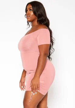 Asoph Plus Size Basic Off Shoulder Bodycon Mini Dress -Asoph Fashion Shop 2018275 162 2