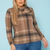 Plus Size Plaid Print Asymmetric Neck Sweater