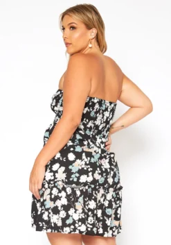 Asoph Plus Size Smocked Floral Print Mini Dress -Asoph Fashion Shop 2018300 001 3