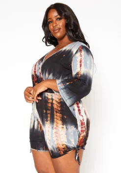 Asoph Plus Size Tie Dye Long Sleeve Romper -Asoph Fashion Shop 2018340 001 1