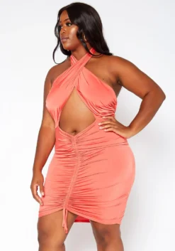 Asoph Plus Size Halter Neck Ruched Bodycon Mini Dress 7 Asoph Plus Size Halter Neck Ruched Bodycon Mini Dress -Asoph Fashion Shop 2018349 109 2