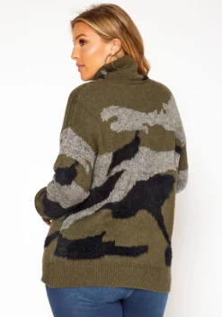 Asoph Plus Size Camo Print Funnel Neck Sweater -Asoph Fashion Shop 2018354 354 3