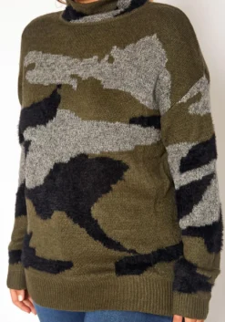 Asoph Plus Size Camo Print Funnel Neck Sweater -Asoph Fashion Shop 2018354 354 4