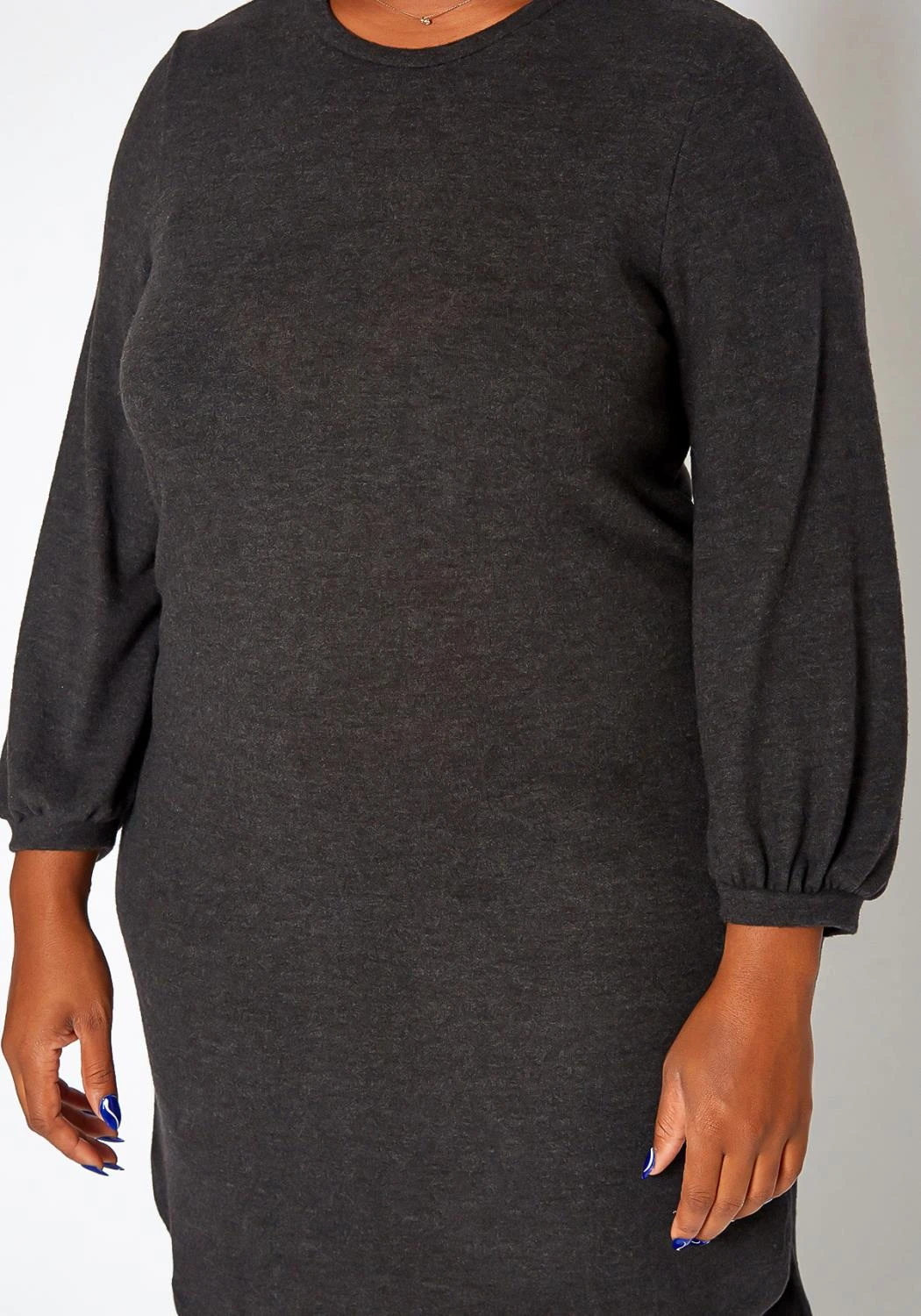 Asoph Plus Size High Low Basic Knit Dress 5 Asoph Plus Size High Low Basic Knit Dress - Image 5