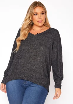 Plus Size Basic V Neck Knit Sweater