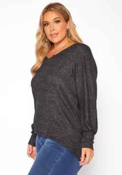 Plus Size Basic V Neck Knit Sweater -Asoph Fashion Shop 2018413 001 2