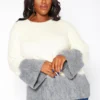 Asoph Plus Size Color Splice Fuzzy Knit Sweater