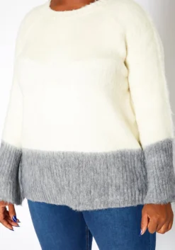 Asoph Plus Size Color Splice Fuzzy Knit Sweater -Asoph Fashion Shop 2018415 135 4