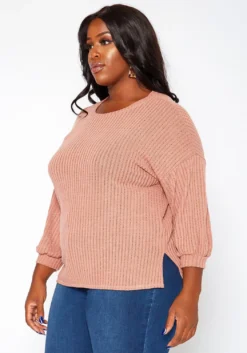 Asoph Plus Size Waffle Knit Open Back Sweater -Asoph Fashion Shop 2018421 110 2