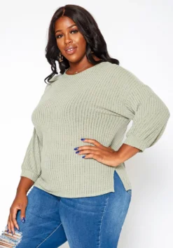 Asoph Plus Size Waffle Knit Open Back Sweater -Asoph Fashion Shop 2018421 125 2