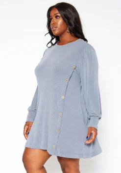 Asoph Plus Size Button Hem Flare Mini Dress 7 Asoph Plus Size Button Hem Flare Mini Dress -Asoph Fashion Shop 2018424 285 2