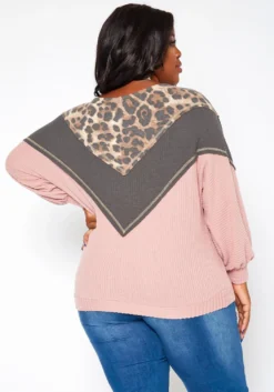Asoph Plus Size Color Block Waffle Knit Sweater -Asoph Fashion Shop 2018427 119 2