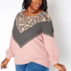 Asoph Plus Size Color Block Waffle Knit Sweater
