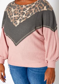 Asoph Plus Size Color Block Waffle Knit Sweater -Asoph Fashion Shop 2018427 119 4