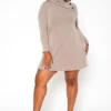 Asoph Plus Size Asymmetric Cowl Neck Mini Dress