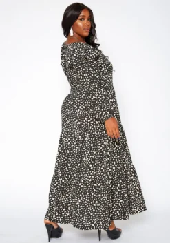 Asoph Plus Size Spotted Print Flare Maxi Dress -Asoph Fashion Shop 2018433 001 3