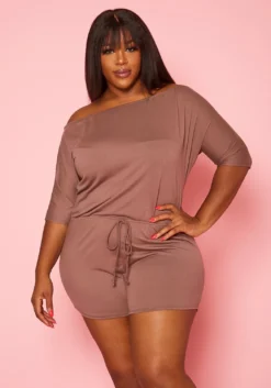 Asoph Plus Size Off Shoulder Lounge Romper