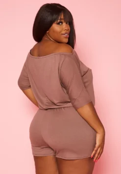 Asoph Plus Size Off Shoulder Lounge Romper -Asoph Fashion Shop 2018435 002 4
