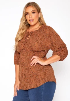 Asoph Plus Size Dainty Leopard Print Flare Top -Asoph Fashion Shop 2018483 106 1
