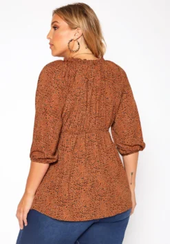 Asoph Plus Size Dainty Leopard Print Flare Top -Asoph Fashion Shop 2018483 106 2