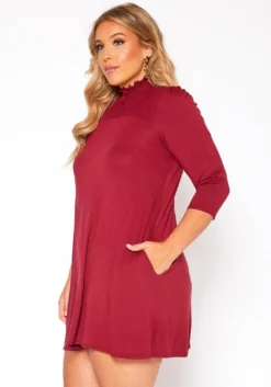 Asoph Plus Size Smocked Detail Mock Neck Mini Dress 7 Asoph Plus Size Smocked Detail Mock Neck Mini Dress -Asoph Fashion Shop 2018485 111 2