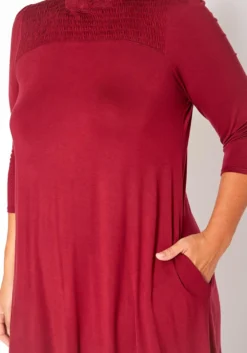 Asoph Plus Size Smocked Detail Mock Neck Mini Dress 9 Asoph Plus Size Smocked Detail Mock Neck Mini Dress -Asoph Fashion Shop 2018485 111 4