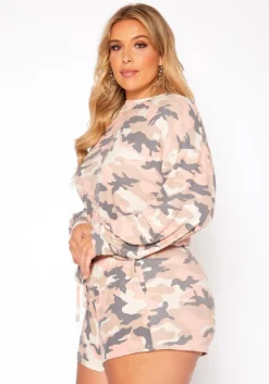 Asoph Plus Size Camo Print Two Piece Set -Asoph Fashion Shop 2018488 354 3