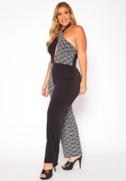 Asoph Plus Size Print Splice Halter Neck Jumpsuit -Asoph Fashion Shop 2018501 172 2