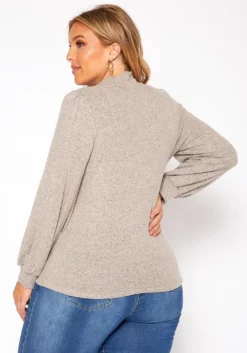 Plus Size Keyhole Front Mock Neck Knit Top -Asoph Fashion Shop 2018503 115 3