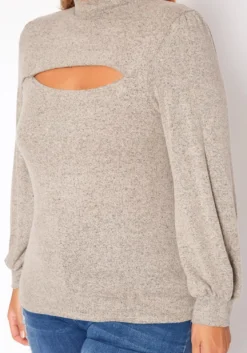 Plus Size Keyhole Front Mock Neck Knit Top -Asoph Fashion Shop 2018503 115 4