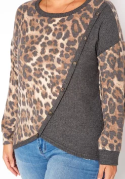Asoph Plus Size Leopard Splice Knit Sweater -Asoph Fashion Shop 2018507 361 4