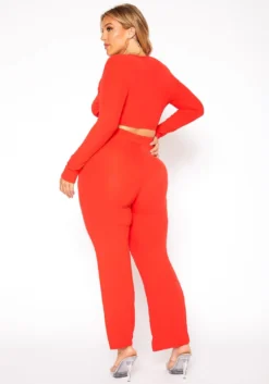 Asoph Plus Size Ribbed Knit Crop Top & Pants Set -Asoph Fashion Shop 2018516 110 3