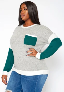 Asoph Plus Size Color Block Knit Sweater -Asoph Fashion Shop 2018554 261 2