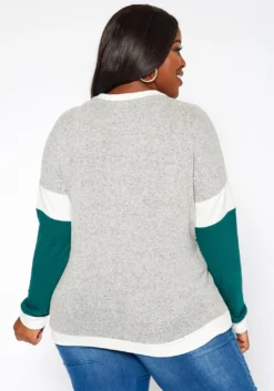 Asoph Plus Size Color Block Knit Sweater -Asoph Fashion Shop 2018554 261 3