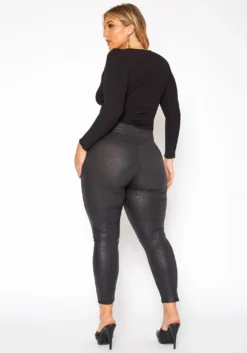 Asoph Plus Size Snakeskin Print High Waist Leggings -Asoph Fashion Shop 2018556 001 3