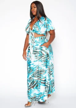 Asoph Plus Size Silver Lining Crop Top & Flare Maxi Skirt Set -Asoph Fashion Shop 2018563 140 2