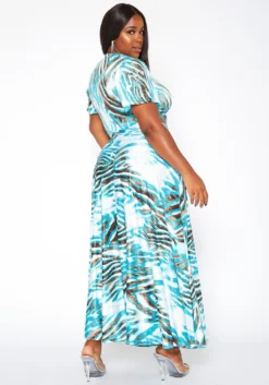 Asoph Plus Size Silver Lining Crop Top & Flare Maxi Skirt Set -Asoph Fashion Shop 2018563 140 3