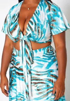 Asoph Plus Size Silver Lining Crop Top & Flare Maxi Skirt Set -Asoph Fashion Shop 2018563 140 4