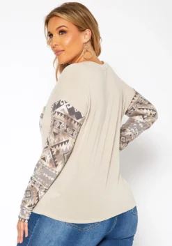 Asoph Plus Size Aztec Print Long Sleeve Top -Asoph Fashion Shop 2018582 118 3