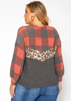 Asoph Plus Size Pattern Splice Knit Sweater -Asoph Fashion Shop 2018584 110 3