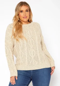 Asoph Plus Size Color Hinted Cable Knit Sweater -Asoph Fashion Shop 2018586 118 0