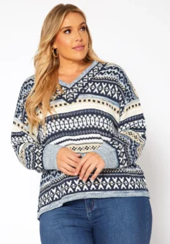 Asoph Plus Size Multi Knit Sweater
