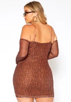 Asoph Plus Size Greek Key Print Bodycon Mini Dress & Glove Set -Asoph Fashion Shop 2018609 106 2