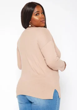 Asoph Plus Size Casual Crew Neck Long Sleeve Top -Asoph Fashion Shop 2018621 190 2