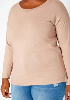 Asoph Plus Size Casual Crew Neck Long Sleeve Top -Asoph Fashion Shop 2018621 190 3