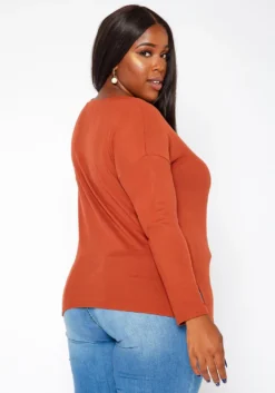Asoph Plus Size Casual Crew Neck Long Sleeve Top -Asoph Fashion Shop 2018621 386 2