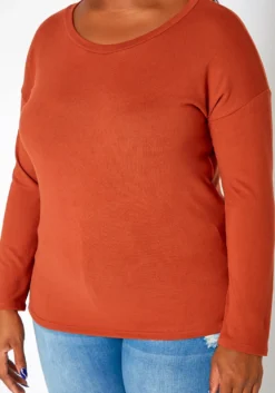 Asoph Plus Size Casual Crew Neck Long Sleeve Top -Asoph Fashion Shop 2018621 386 3