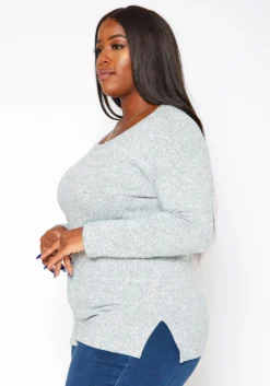 Asoph Plus Size Casual Knit Long Sleeve Top -Asoph Fashion Shop 2018623 158 2