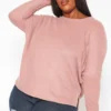 Plus Size Solid Waffle Knit Sweater
